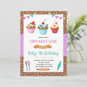 Uitnodiging voor cupcake versierfeestje (Staand voorkant)