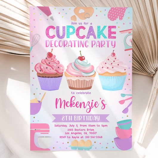 Uitnodiging voor Cupcake Versierfeestje, Bewerkbar
