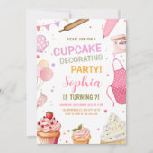 Uitnodiging voor Cupcake Versierfeestje, Verjaarda (Voorkant)