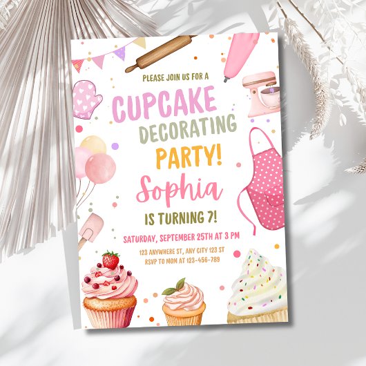 Uitnodiging voor Cupcake Versierfeestje, Verjaarda