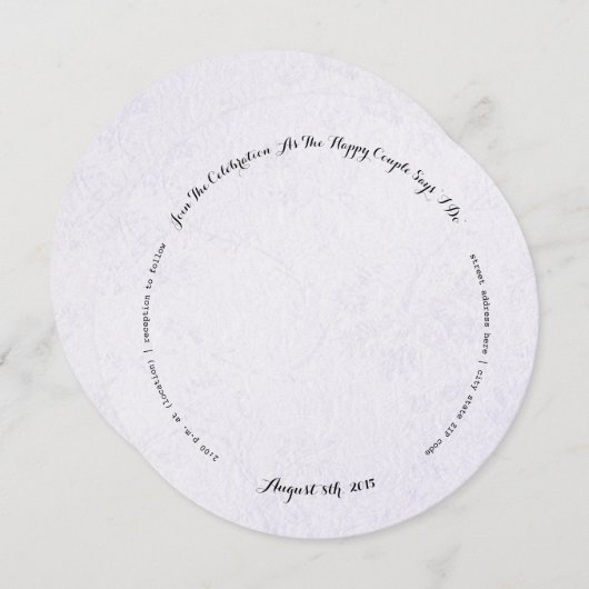 Uitnodiging voor Curved Text Round (Voorkant / Achterkant)