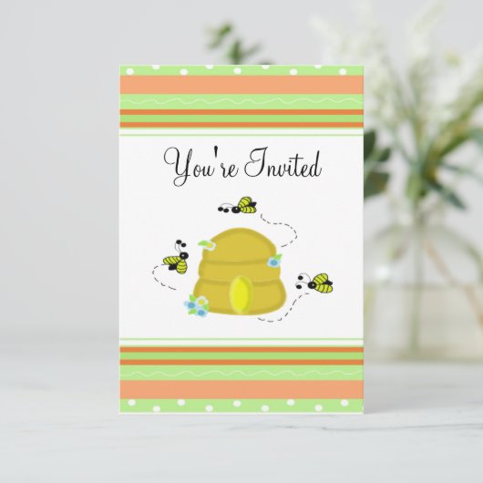 Uitnodiging voor Cute Bumble Bee Party (Staand voorkant)
