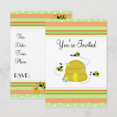 Uitnodiging voor Cute Bumble Bee Party (Voorkant / Achterkant)