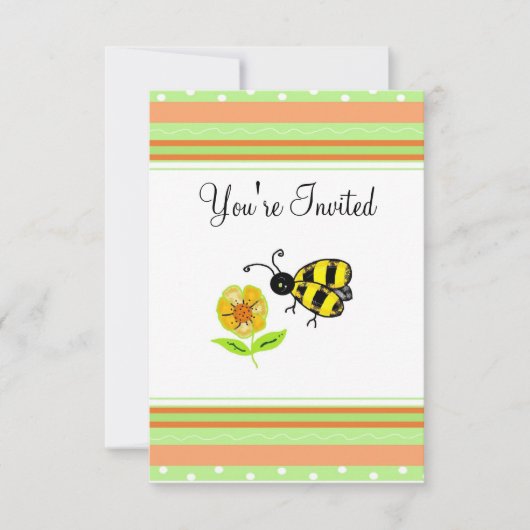 Uitnodiging voor Cute Bumble Bee Party (Voorkant)