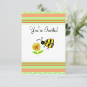 Uitnodiging voor Cute Bumble Bee Party (Staand voorkant)
