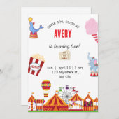 Uitnodiging voor Cute Circus Carnival Festival Ver (Voorkant / Achterkant)