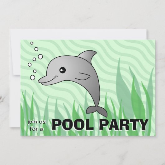 Uitnodiging voor Cute Dolphin Pool (Voorkant)