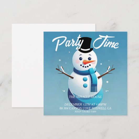 Uitnodiging voor Cute Frosty The Snowman (Voorkant / Achterkant)