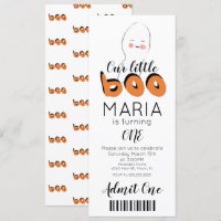 Uitnodiging voor Cute Ghost Boo Ticket Style Feest