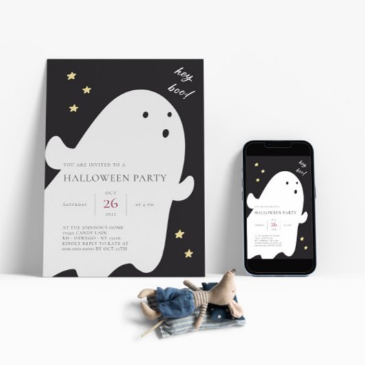 Uitnodiging voor Cute Ghost Halloween-feestje