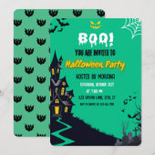 Uitnodiging voor Cute Ghost & Haunted House Hallow (Voorkant / Achterkant)