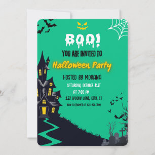 Uitnodiging voor Cute Ghost & Haunted House Hallow