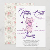 Uitnodiging voor Cute Kitten Girl Baby Shower (Voorkant / Achterkant)