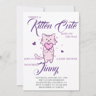 Uitnodiging voor Cute Kitten Girl Baby Shower