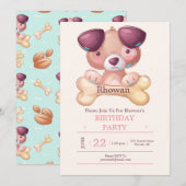 Uitnodiging voor Cute Puppy Dog Feestje (Voorkant / Achterkant)