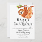 Uitnodiging voor Cute sloth-verjaardagsfeest kind (Voorkant)