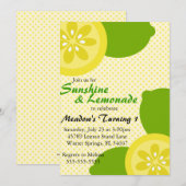 Uitnodiging voor Cute Sunshine & Lemonade Party (Voorkant / Achterkant)