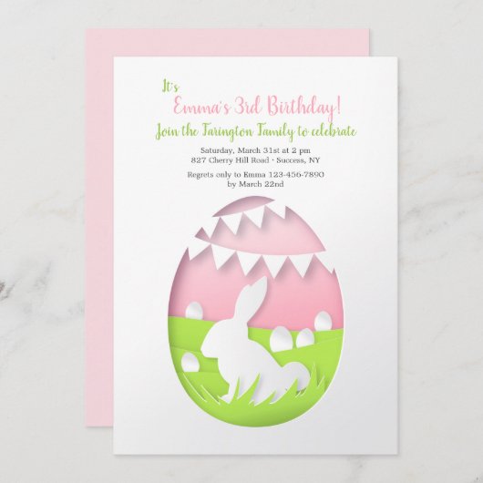 Uitnodiging voor Cutout Easter Egg (Voorkant / Achterkant)