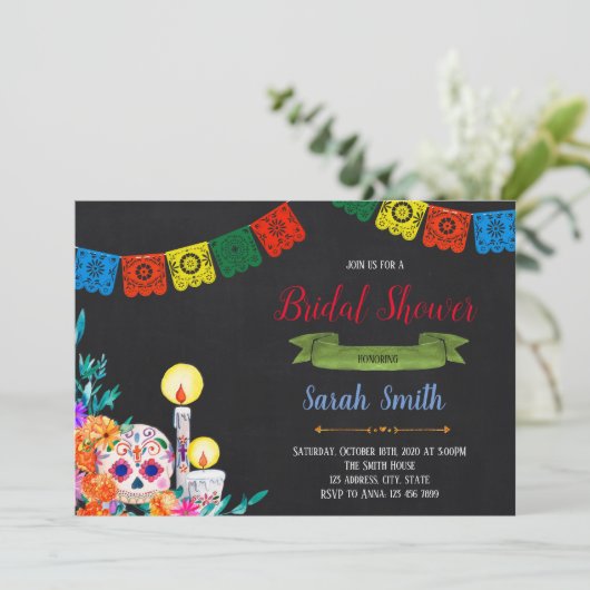 Uitnodiging voor dag van de doden themafeest (Staand voorkant)