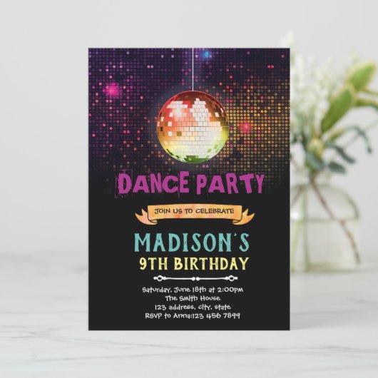 Uitnodiging voor dansfeest (Staand voorkant)