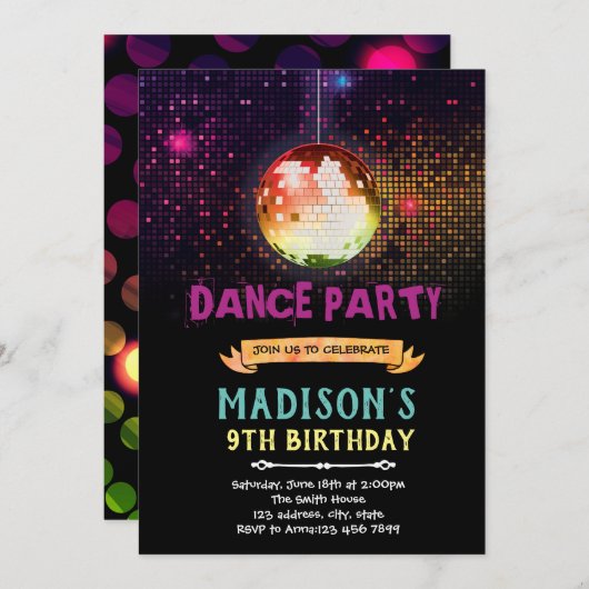 Uitnodiging voor dansfeest (Voorkant / Achterkant)