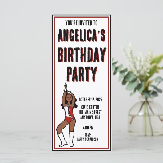 Uitnodiging voor dansfeest rood wit #1 (Staand voorkant)