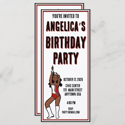 Uitnodiging voor dansfeest rood wit #1 (Voorkant / Achterkant)