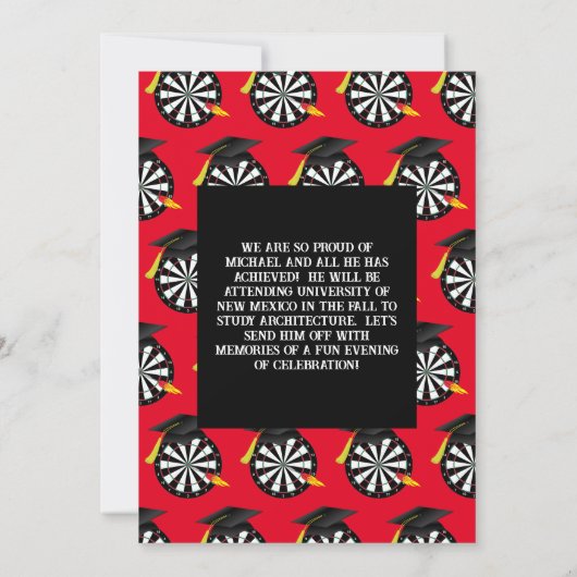 Uitnodiging voor Dart Board Graduation Party (Achterkant)