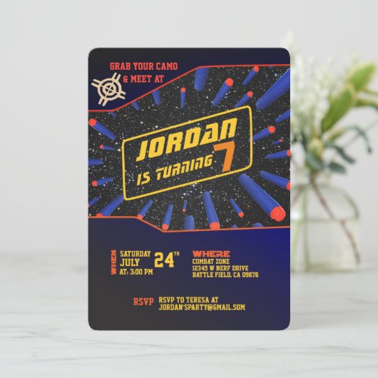 Uitnodiging voor Dart Gun (Staand voorkant)