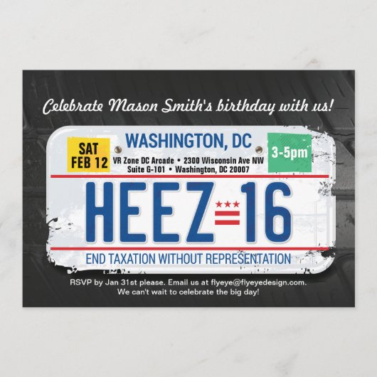 Uitnodiging voor de 16e verjaardag van een jongen (Voorkant)