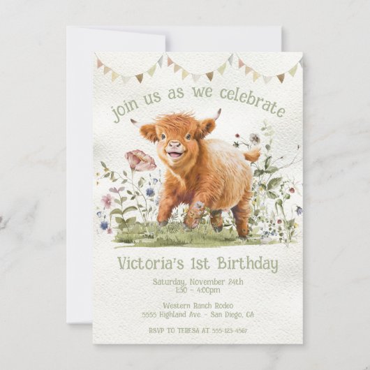 Uitnodiging voor de 1e verjaardag van een schattig (Voorkant)