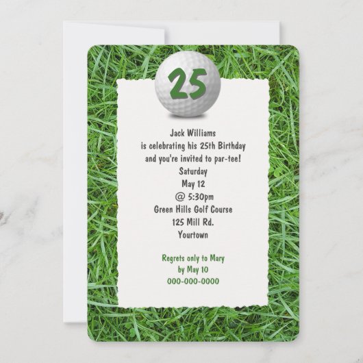 Uitnodiging voor de 25e verjaardagsfeest van golfe (Voorkant)