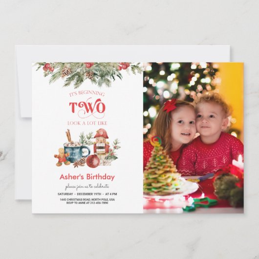 Uitnodiging voor de 2e verjaardag van Kerstmis (Voorkant)