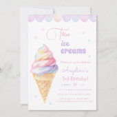 Uitnodiging voor de 3e verjaardag met ijs. (Voorkant)
