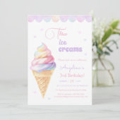 Uitnodiging voor de 3e verjaardag met ijs. (Staand voorkant)