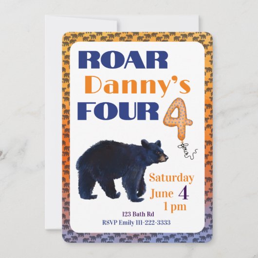 Uitnodiging voor de 4e verjaardag van Roar Four Be (Voorkant)