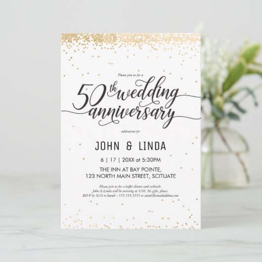 Uitnodiging voor de 50e bruiloft Jubileum-partij - (Staand voorkant)