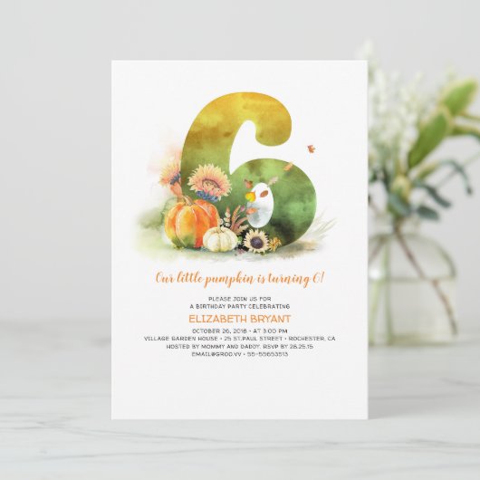 Uitnodiging voor de 6e verjaardagsfeest van Kleine (Staand voorkant)