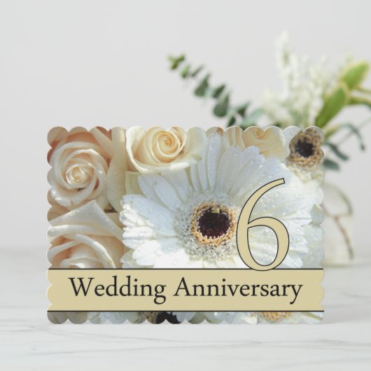 Uitnodiging voor de 6e verjaardagsroos (Staand voorkant)