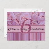 Uitnodiging voor de 6e verjaardagsroos (Voorkant / Achterkant)