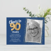 Uitnodiging voor de 90ste verjaardagsfotofeest van (Staand voorkant)