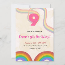 Uitnodiging voor de 9e verjaardagsfeest van Rainbo