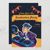 Uitnodiging voor de Afstuderen DJ Graduation Party (Voorkant / Achterkant)