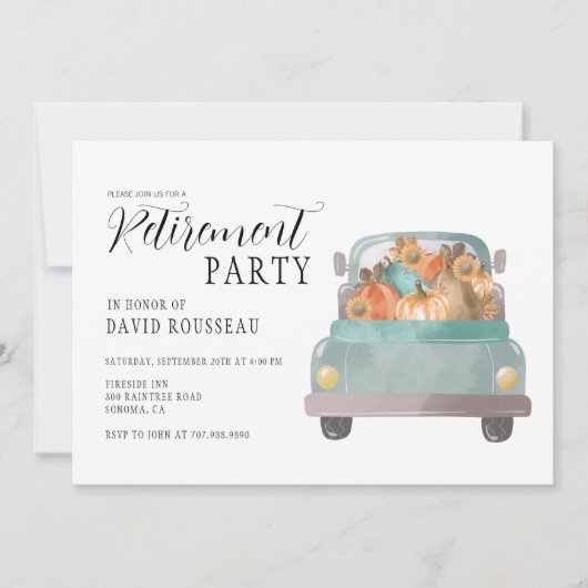 Uitnodiging voor de aftredingspartij van herfsten (Voorkant)