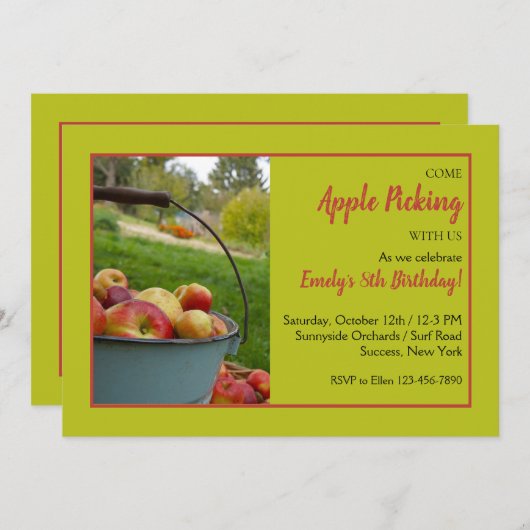 Uitnodiging voor de appelpluktijd (Voorkant / Achterkant)