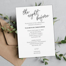 Uitnodiging voor de avond voor de huwelijksrepetit