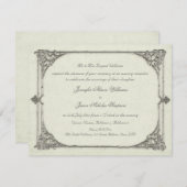 Uitnodiging voor de avondbruiloft  / Antiek Lijst (Voorkant / Achterkant)