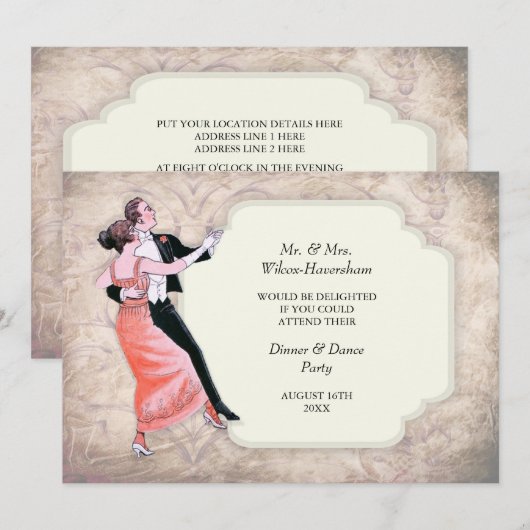 uitnodiging voor de avondeten- en danspartner (Voorkant / Achterkant)