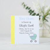 Uitnodiging voor de Baby Shower van Baby Buggy (Staand voorkant)