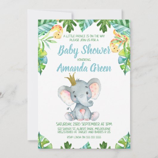 Uitnodiging voor de baby shower van de Kleine Prin (Voorkant)
